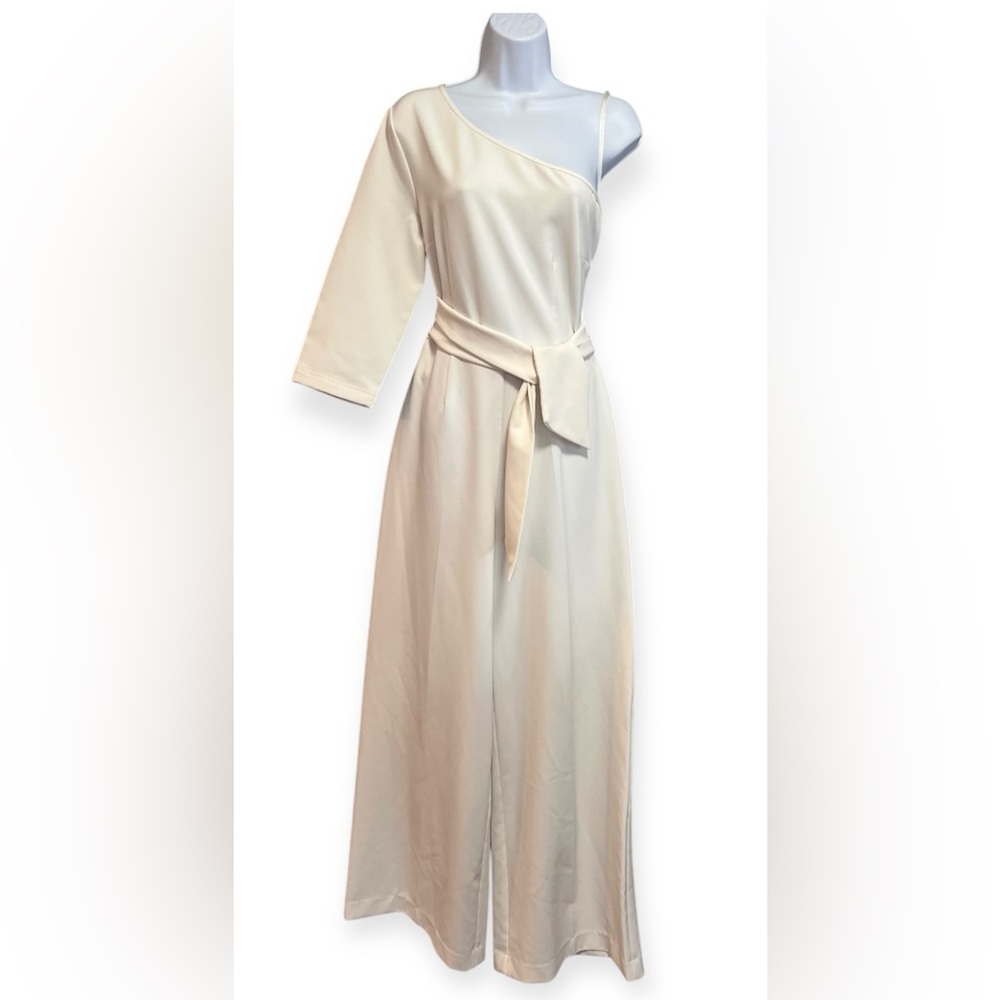 New York & Company Of White‎ Jumpsuit Medium Wide Leg One Sleeve Women’s